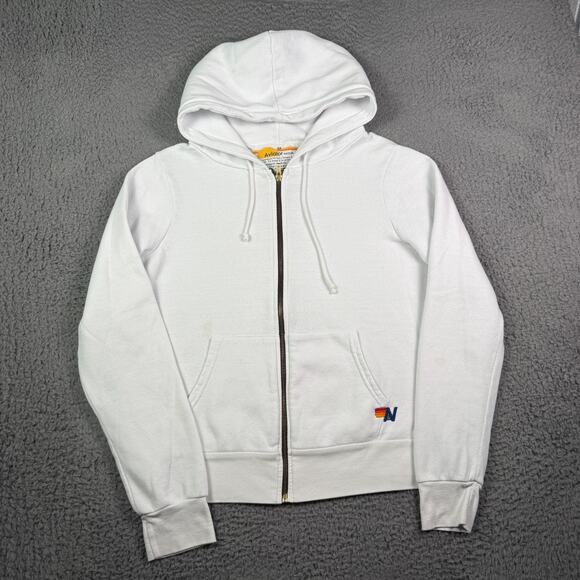 Aviator Nation Another Day In Paradise Hoodie Womens M White Full Zip Sweatshirt - Picture 3 of 9